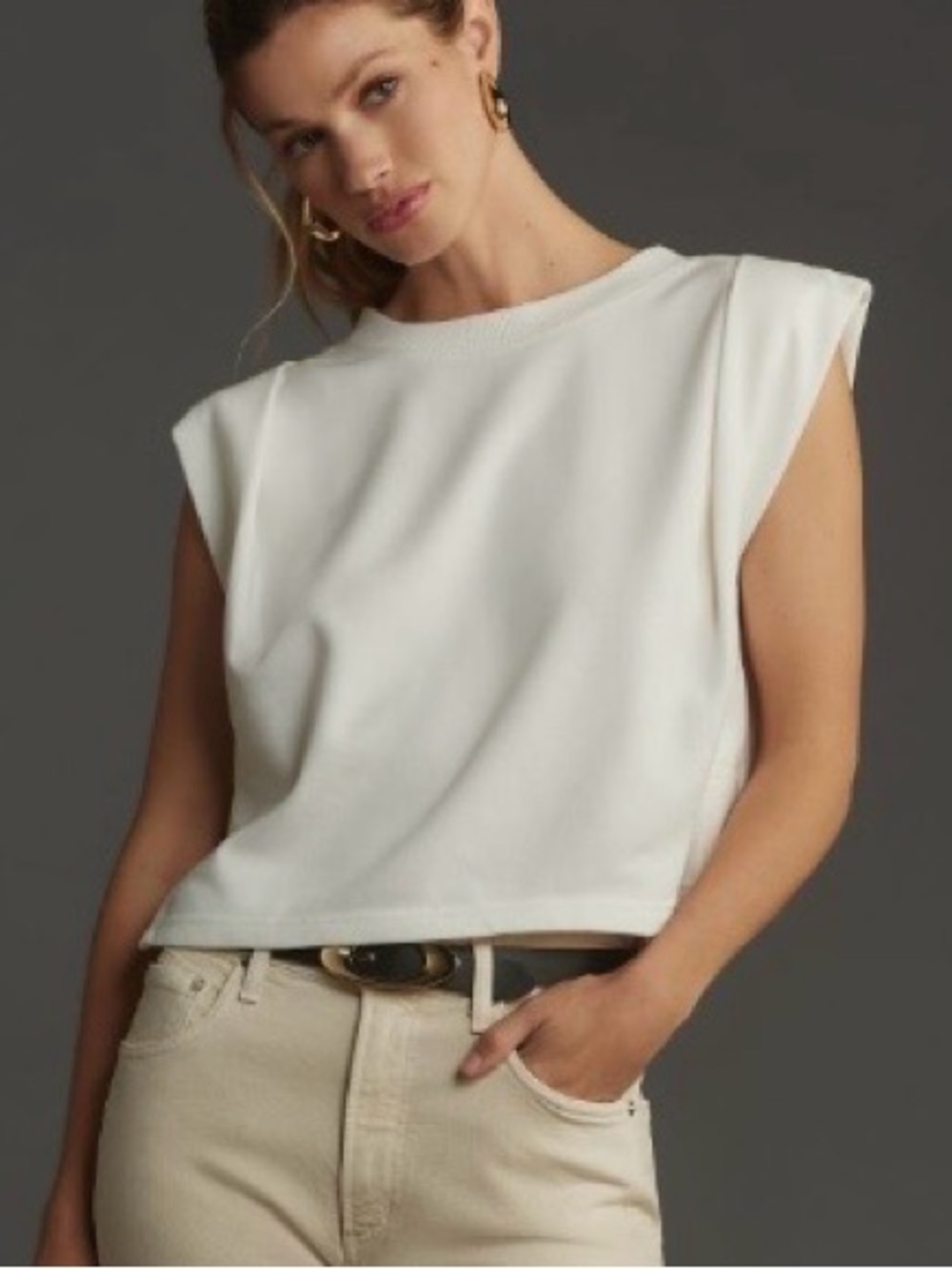 Anthropologie Daily Practice Ivory White Muscle Tank Large